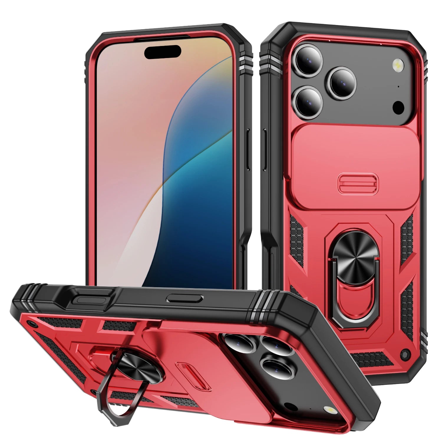 Capa com Tampa de Câmara Deslizante e Suporte 360º para iPhone