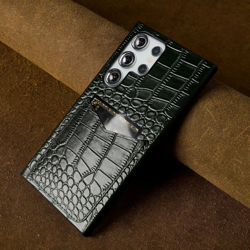 Capa Couro Genuíno com Porta-Cartões para Samsung Galaxy S Series