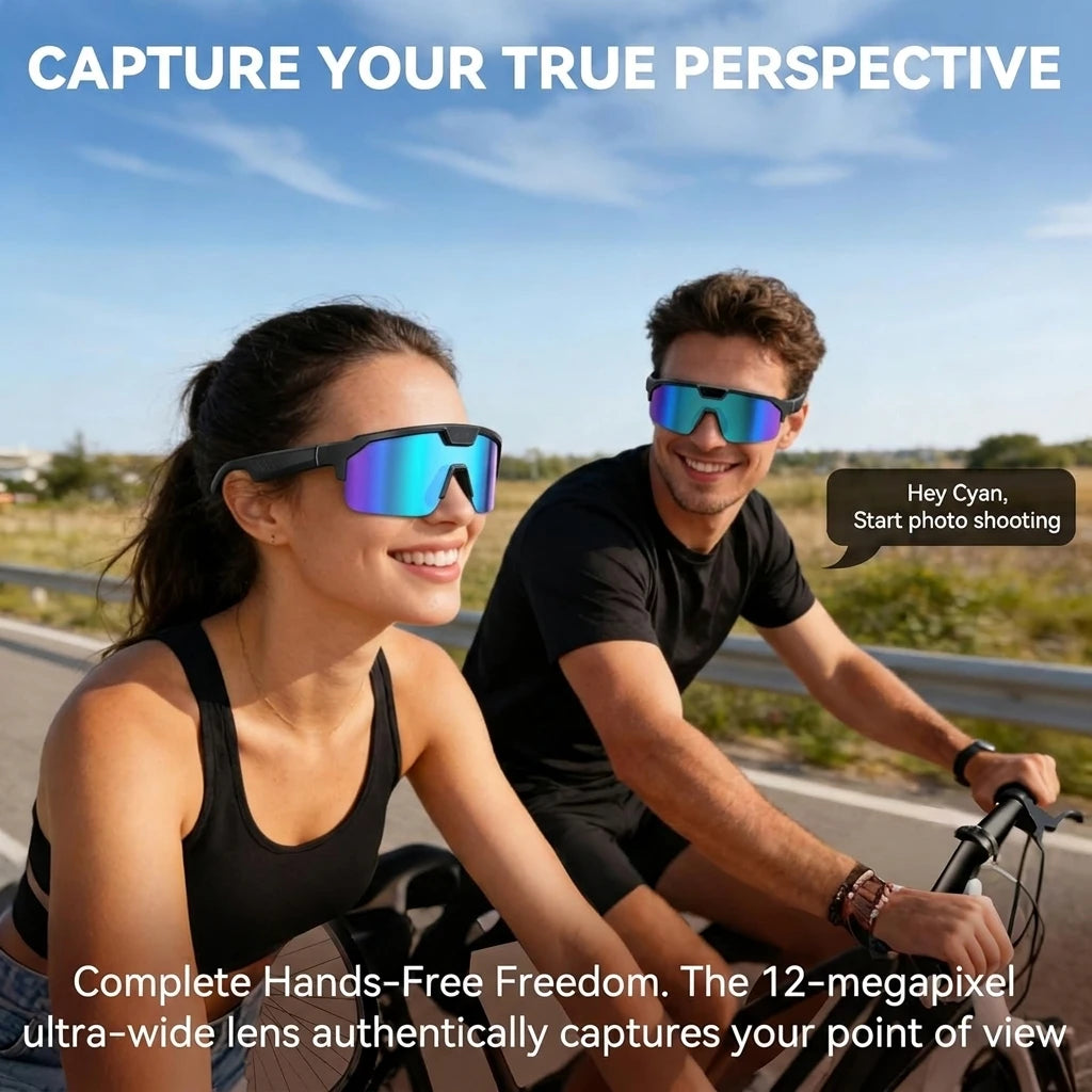 Óculos Inteligentes IA com Câmara 4K HD — 8MP, Anti-vibração, Tradução em Tempo Real e Desporto Outdoor