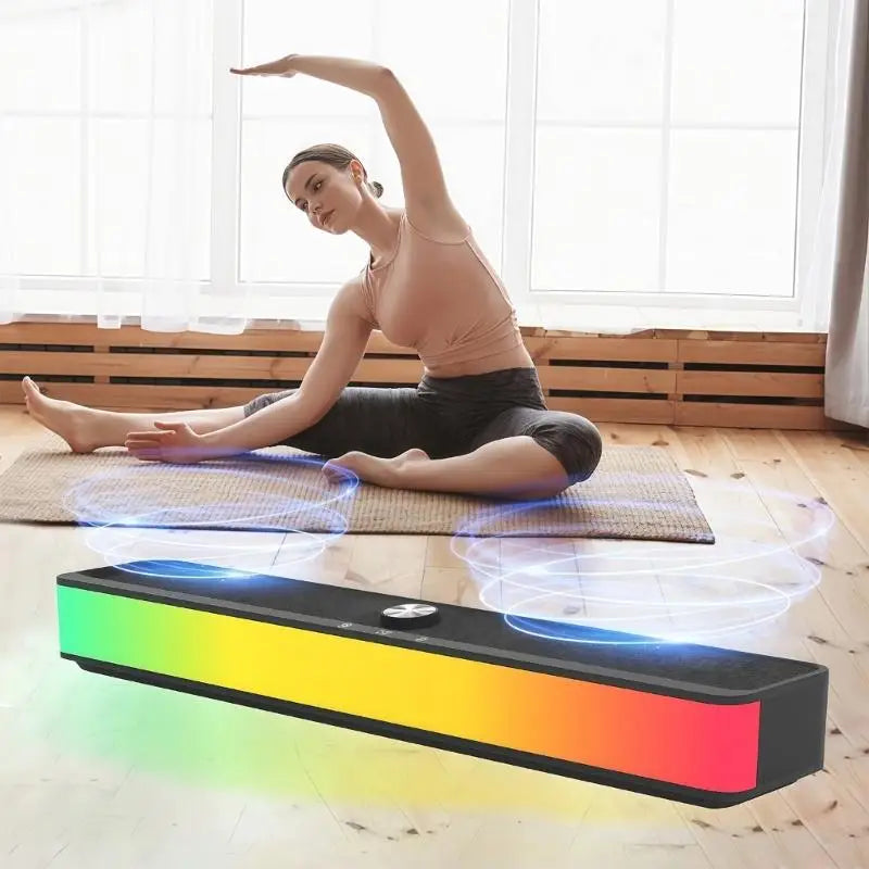 Soundbar de Secretária Sem Fios com Barra de Luz — Bluetooth 5.3, USB, Recarregável e Para TV