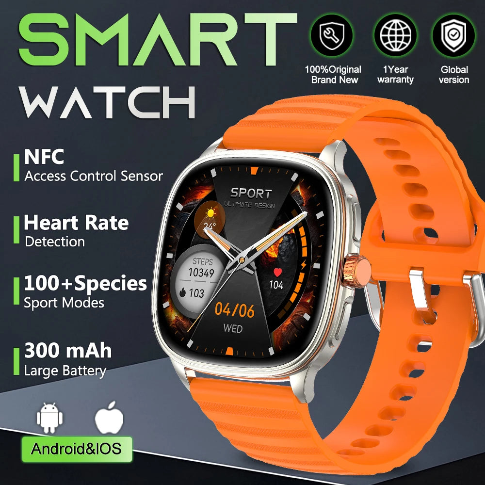 Smartwatch 2026 — Ecrã HD 1.73'', Voz AI, Música, Meteorologia, Modos Desportivos e IP68