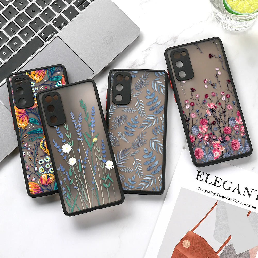 Capa Matte com Padrão Floral para Samsung Galaxy S Series