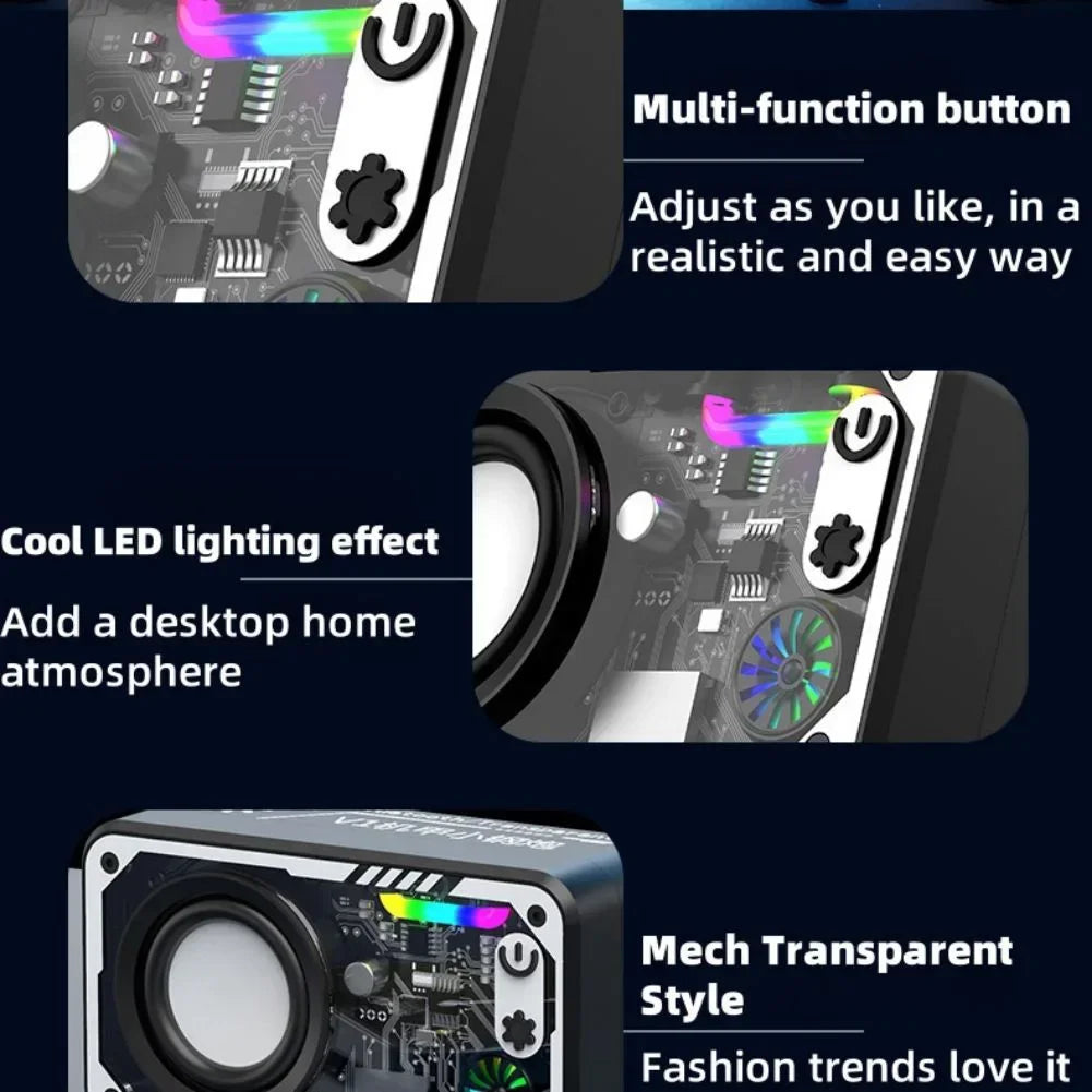 Coluna Bluetooth V5.3 — LED, 1800mAh, Suporte Cartão TF e Som Potente para Exterior