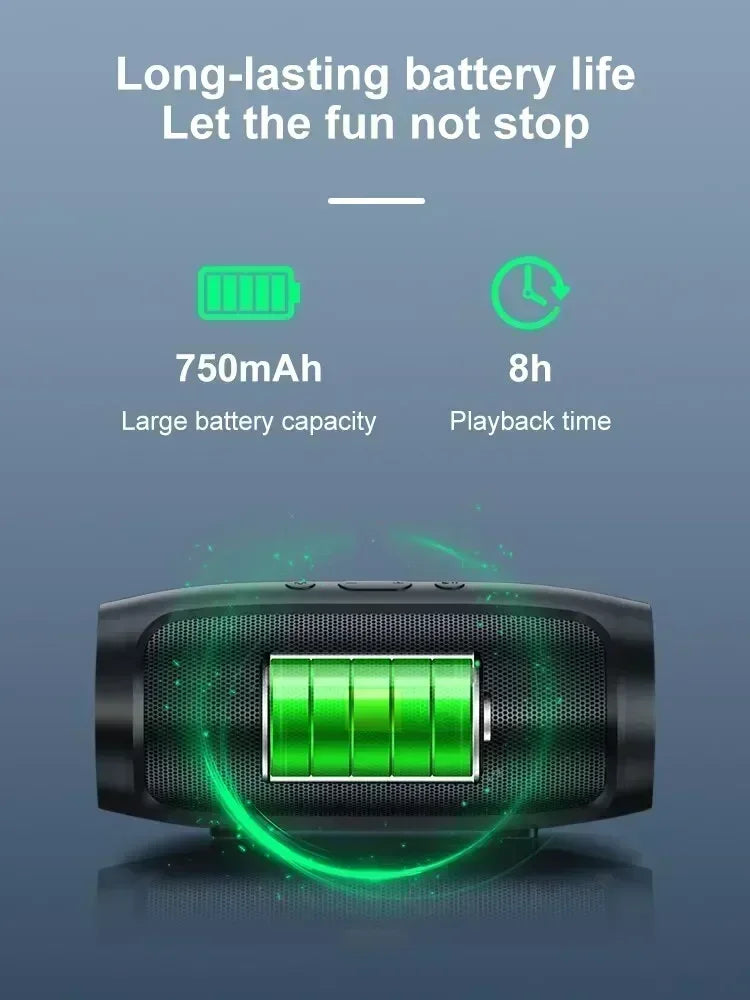 Coluna Bluetooth 5.0 Portátil IP65 Resistente à Água com Bateria Longa