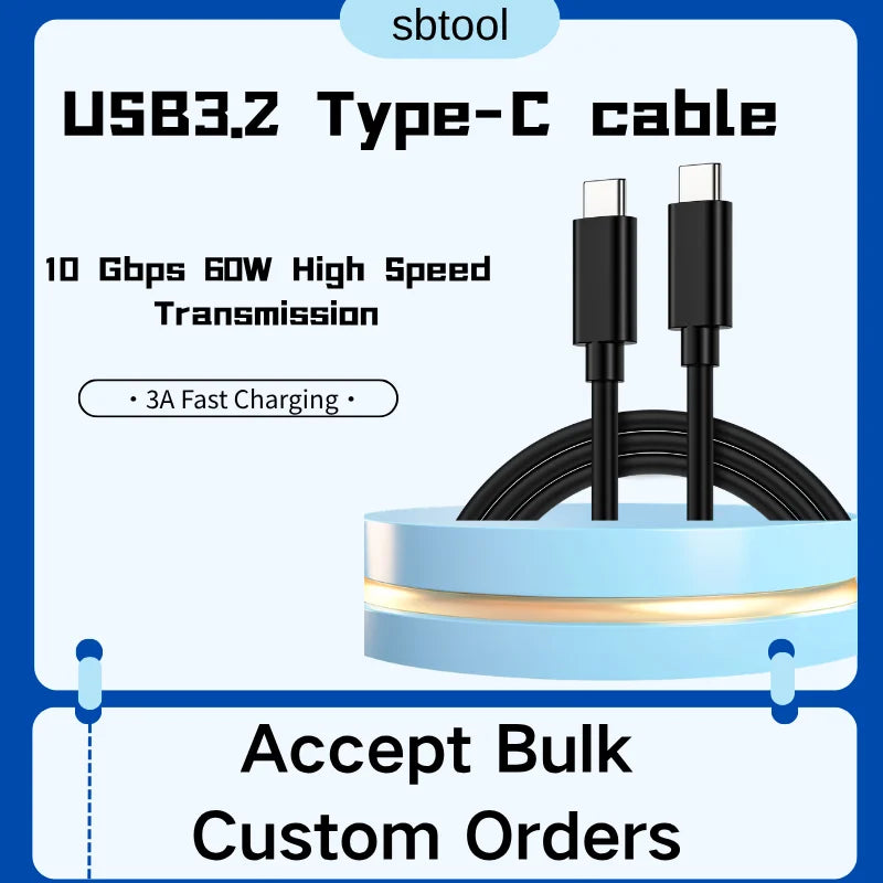 Cabo USB-C para USB-C 60W 10Gbps — Para MacBook, iPad e Laptop