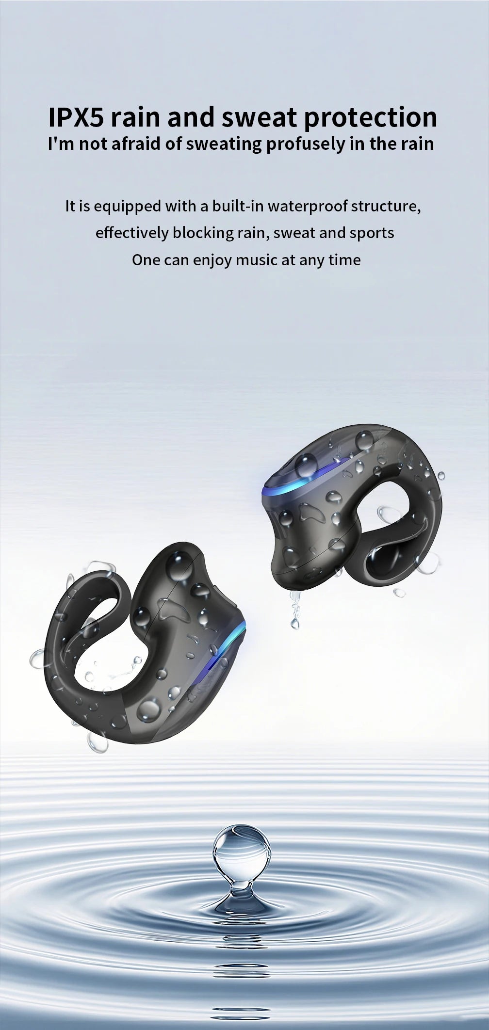 Auricular Bluetooth 5.3 Condução Óssea — Desportivo e Sem Fios