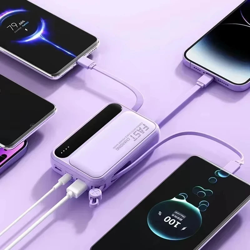 Power Bank Lenovo com 4 Cabos Integrados e Carregamento Rápido