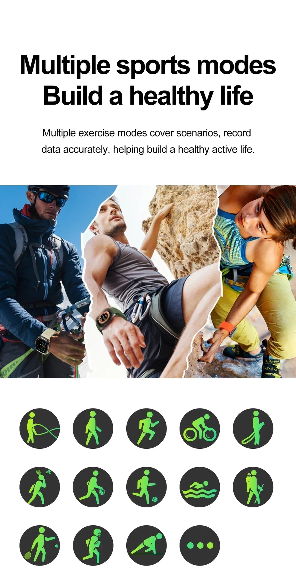 Smartwatch 2026 — Ecrã HD 1.73'', Voz AI, Música, Meteorologia, Modos Desportivos e IP68