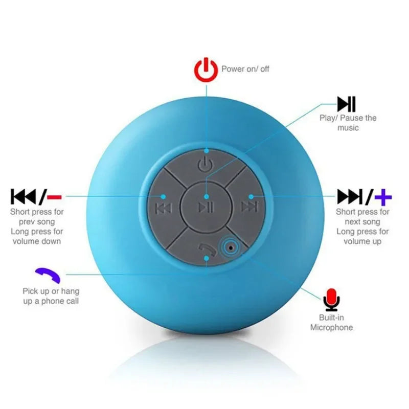 Coluna Bluetooth À Prova de Água com Ventosa — Para Carro, Duche e Exterior