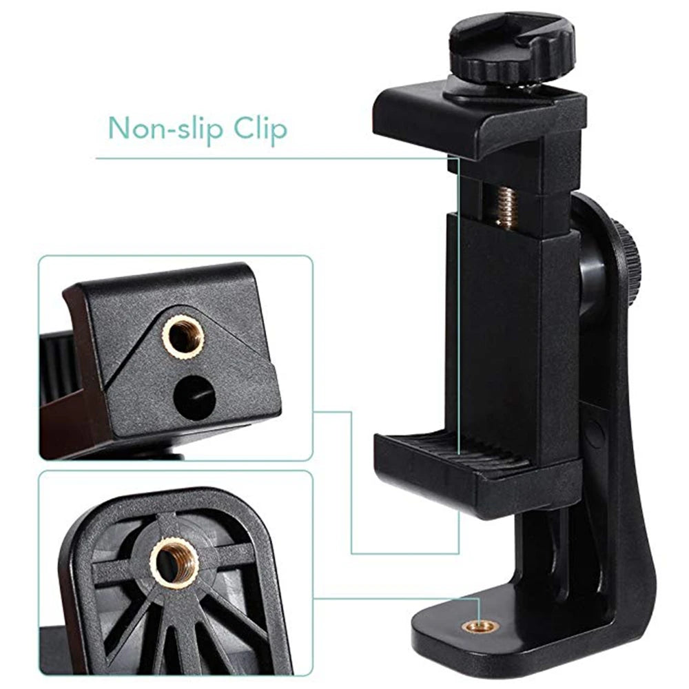 Clip Universal para Telefónico e Tripé — Vlog, Streaming e Fotografia