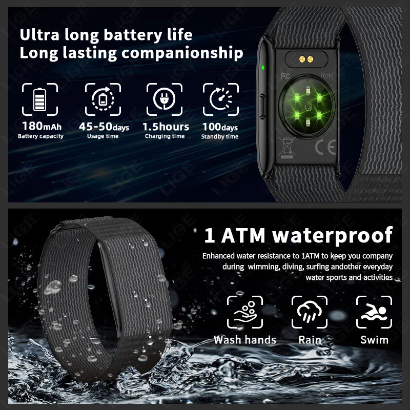 Smartwatch 2025 — Fitness, Freqüência Cardíaca, Oxigénio no Sangue e À Prova de Água