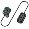 Carregador de Carro Multiportas PD com Cabo — Carregamento Super Rápido