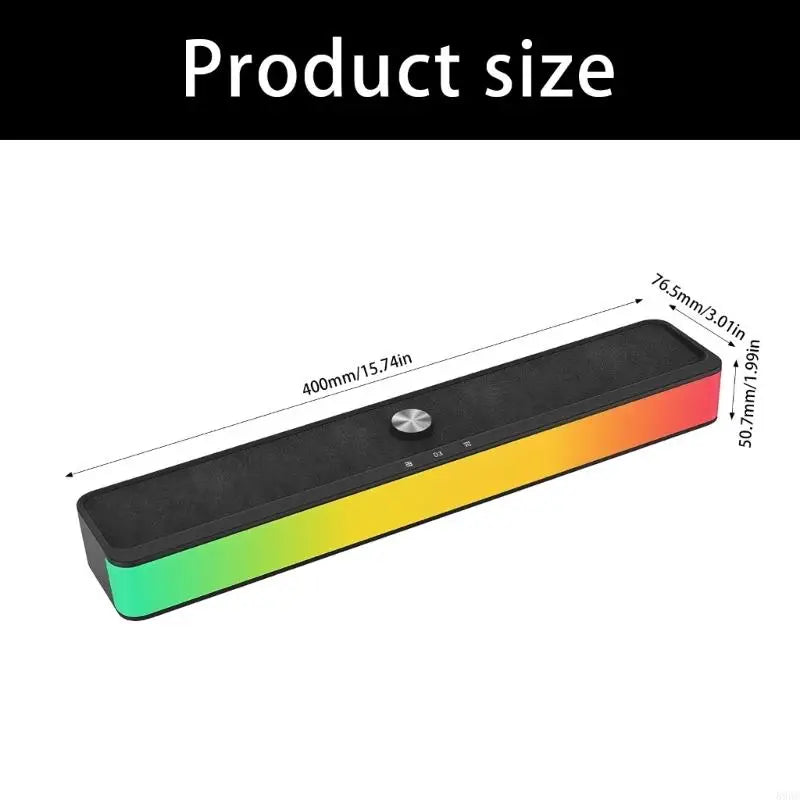 Soundbar de Secretária Sem Fios com Barra de Luz — Bluetooth 5.3, USB, Recarregável e Para TV