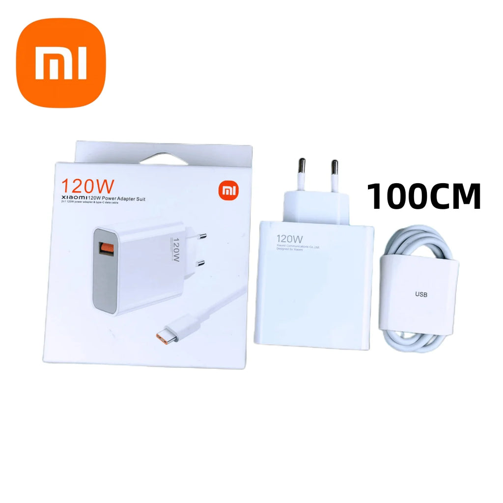 Carregador Original Xiaomi 120W Turbo com Cabo USB-C — Ficha EU
