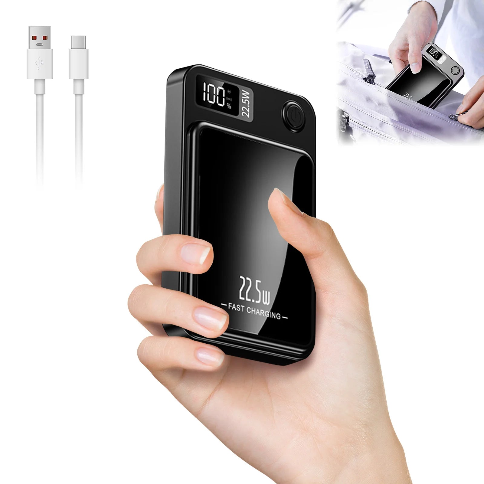 Power Bank Magnético Sem Fios 10000mAh 22.5W