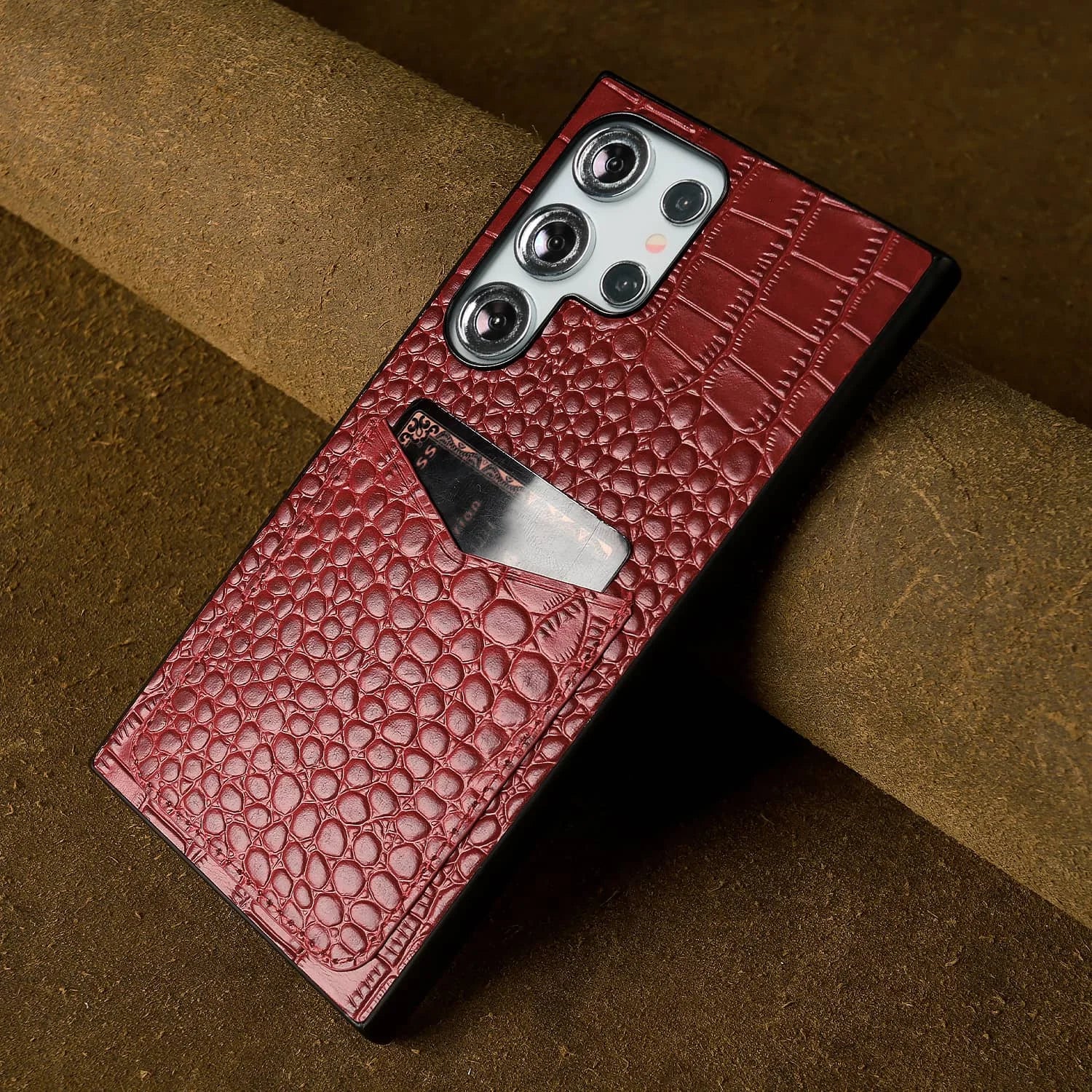 Capa Couro Genuíno com Porta-Cartões para Samsung Galaxy S Series