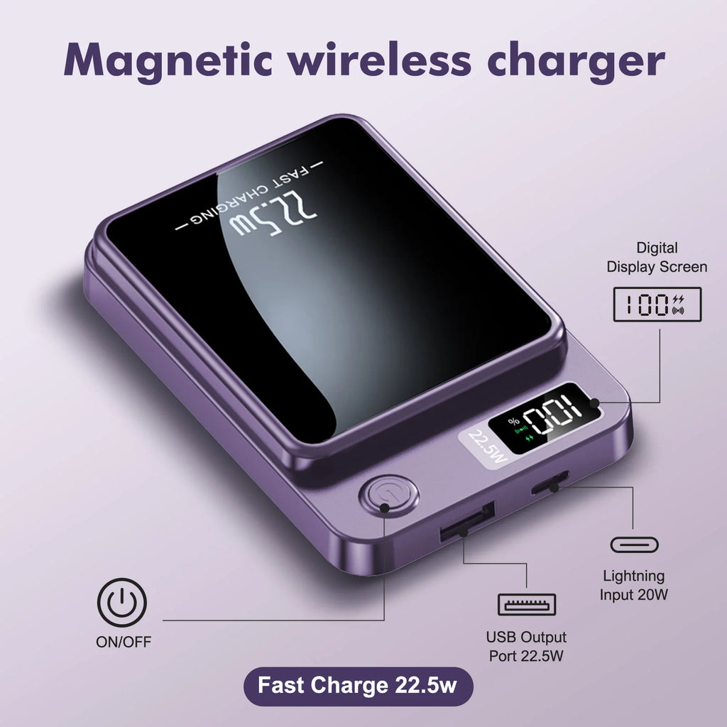 Power Bank Magnético Sem Fios 10000mAh 22.5W