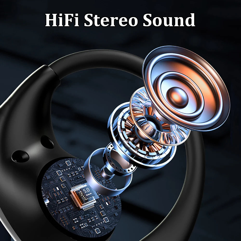 Auriculares Bluetooth 5.4 TWS — HiFi Estéreo, Display LED e Touch, À Prova de Água