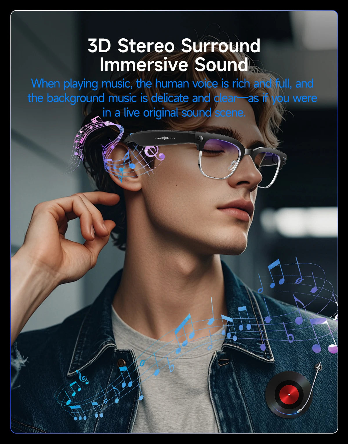 Óculos Inteligentes IA 4K — Câmara 8MP, Gravação de Vídeo, Reconhecimento, Tradução, Bluetooth e Óculos Fotocromáticos À Prova de Água