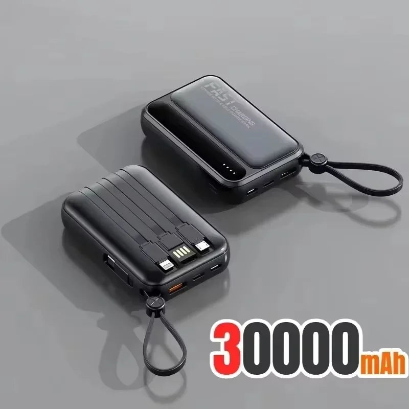 Power Bank Lenovo com 4 Cabos Integrados e Carregamento Rápido