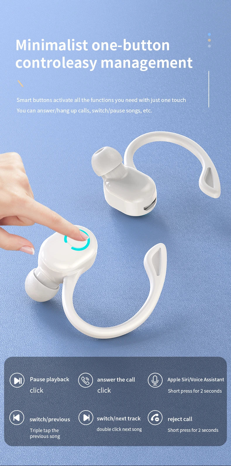 Auriculares Bluetooth HIFI Bass — Cancelamento de Ruído, Microfone HD e À Prova de Água
