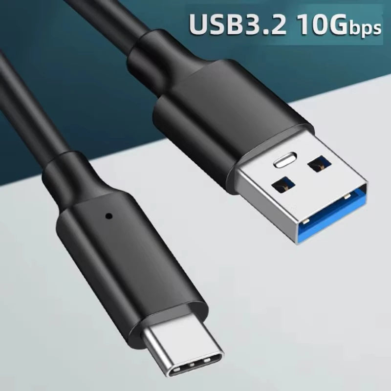 Cabo USB-A para USB-C 3.2 Gen2 10Gbps 60W — Para SSD e Disco Externo
