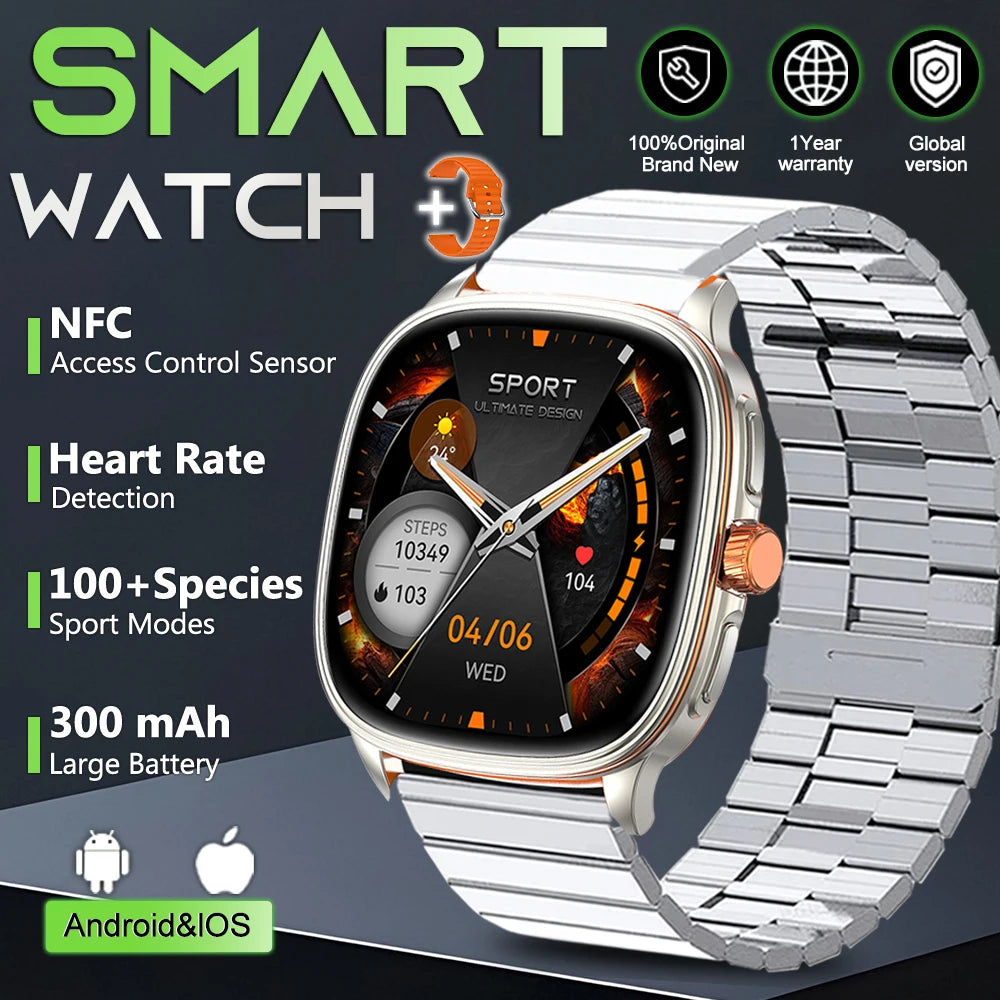 Smartwatch 2026 — Ecrã HD 1.73'', Voz AI, Música, Meteorologia, Modos Desportivos e IP68