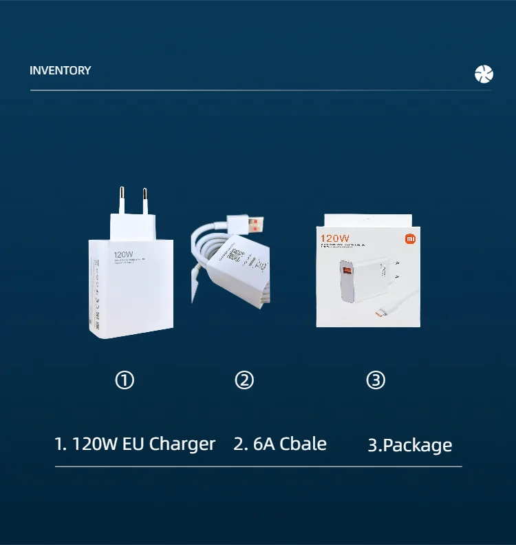Carregador Original Xiaomi 120W Turbo com Cabo USB-C — Ficha EU