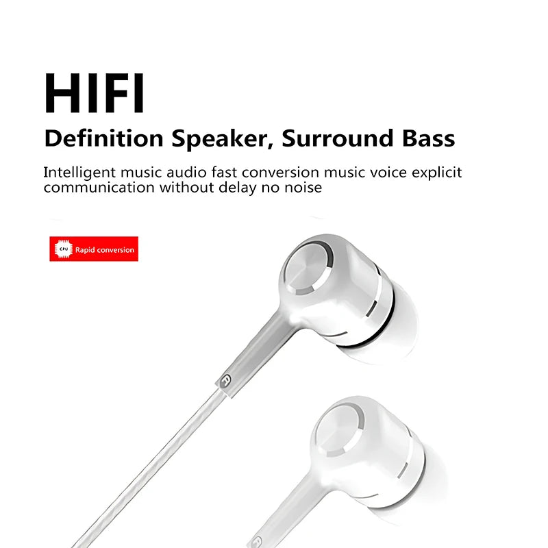 Auriculares com Fio 3.5mm HIFI Bass — Estéreo, Microfone e Desporto