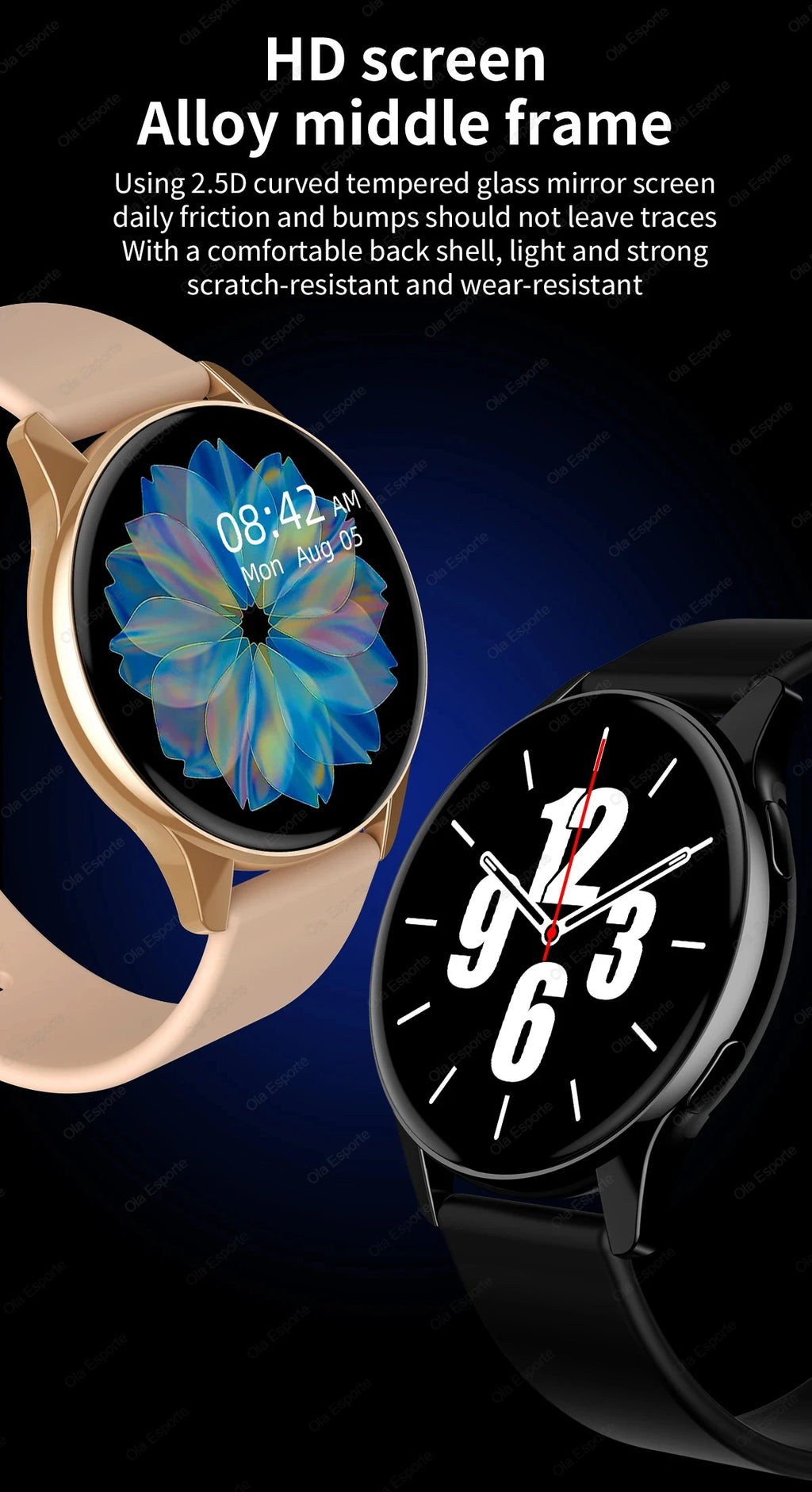 Smartwatch Ultra Fino em Aço Inoxidável — Design Slim Premium, Saúde Completa e Notificações