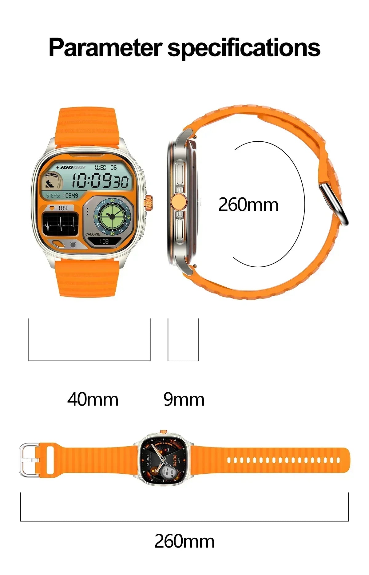 Smartwatch 2026 — Ecrã HD 1.73'', Voz AI, Música, Meteorologia, Modos Desportivos e IP68