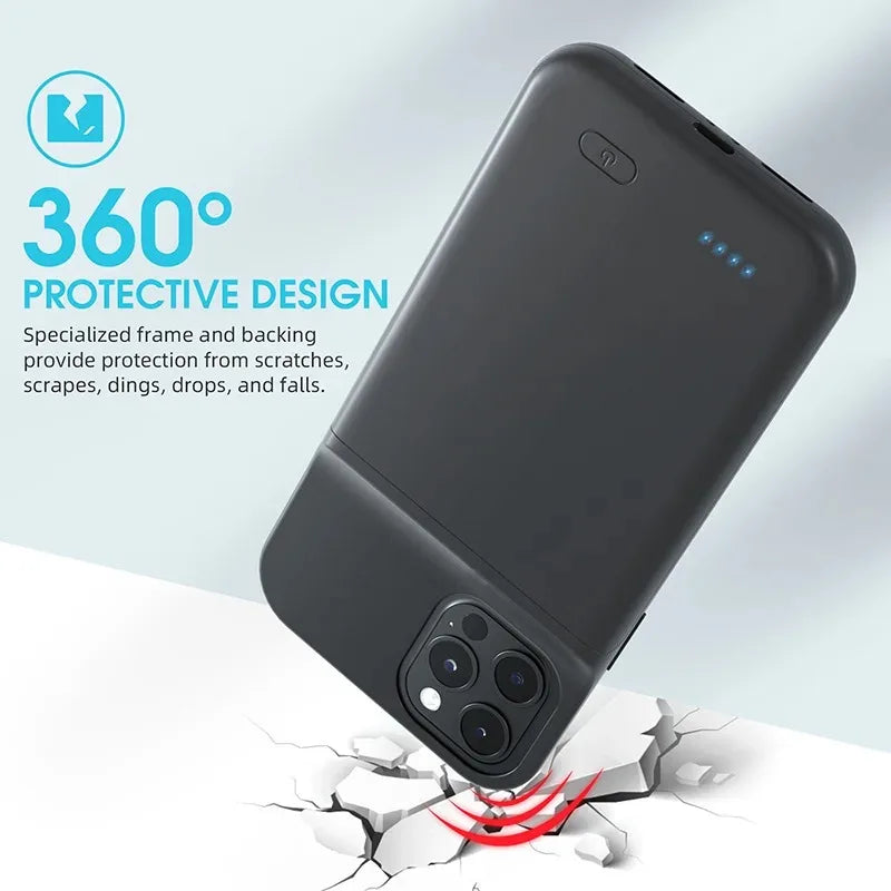 Capa com Bateria 6800mAh para iPhone 17, 16, 15, 14, 13, 12, 11 Series — Power Bank Portátil