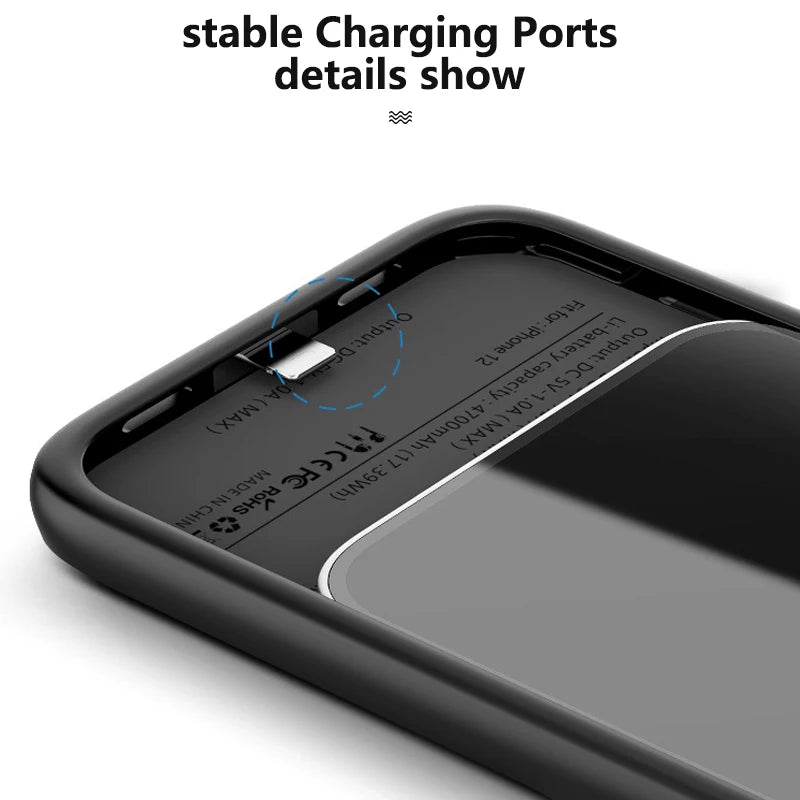 Battery Charger Case For iPhone 13 Pro Max 13 Mini Charging Case For iPhone 12 Pro Max 12 Mini Portable Power Bank Charger Cover
