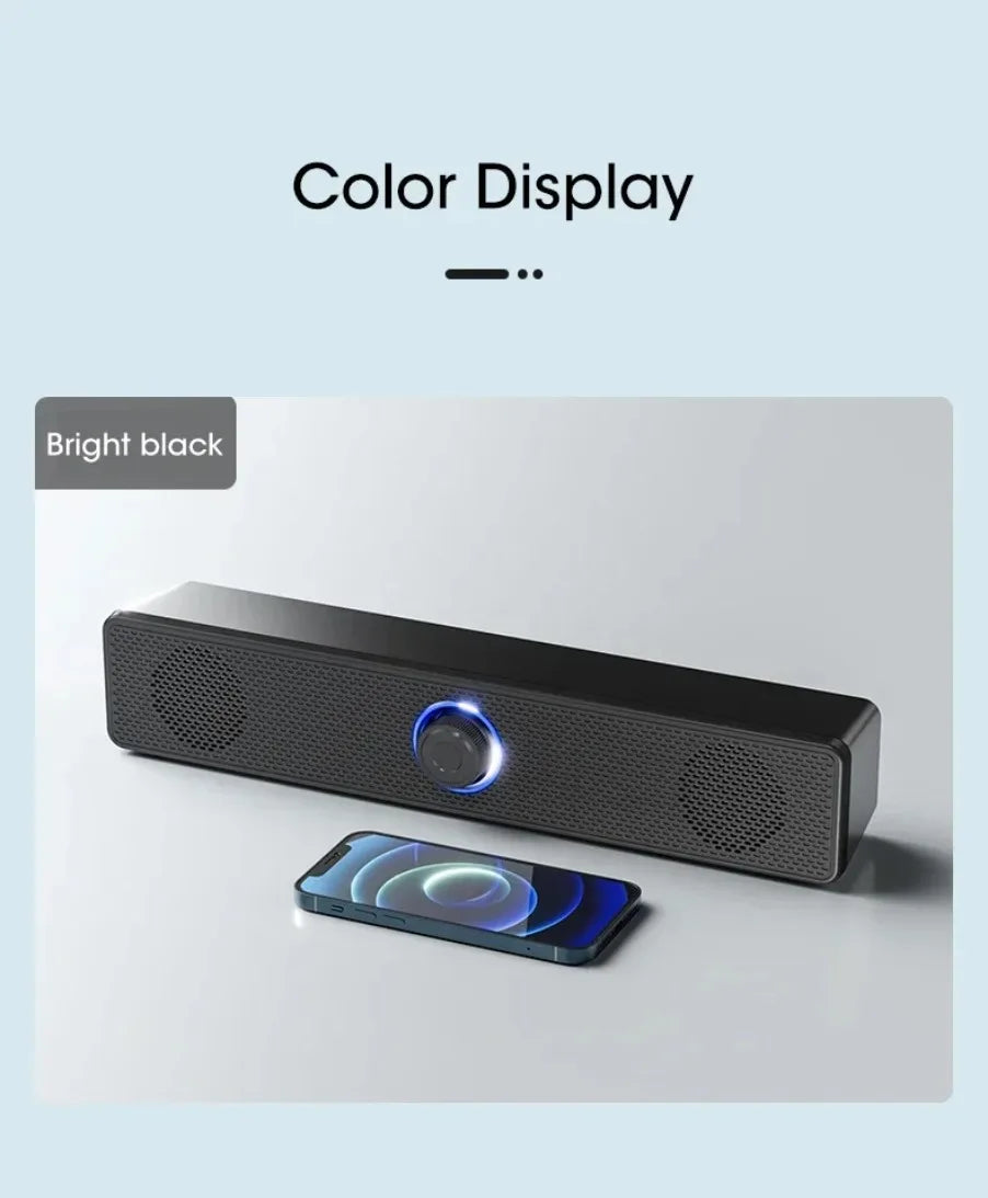 Soundbar Bluetooth e USB — Para TV, PC, Laptop e Gaming com Som Surround