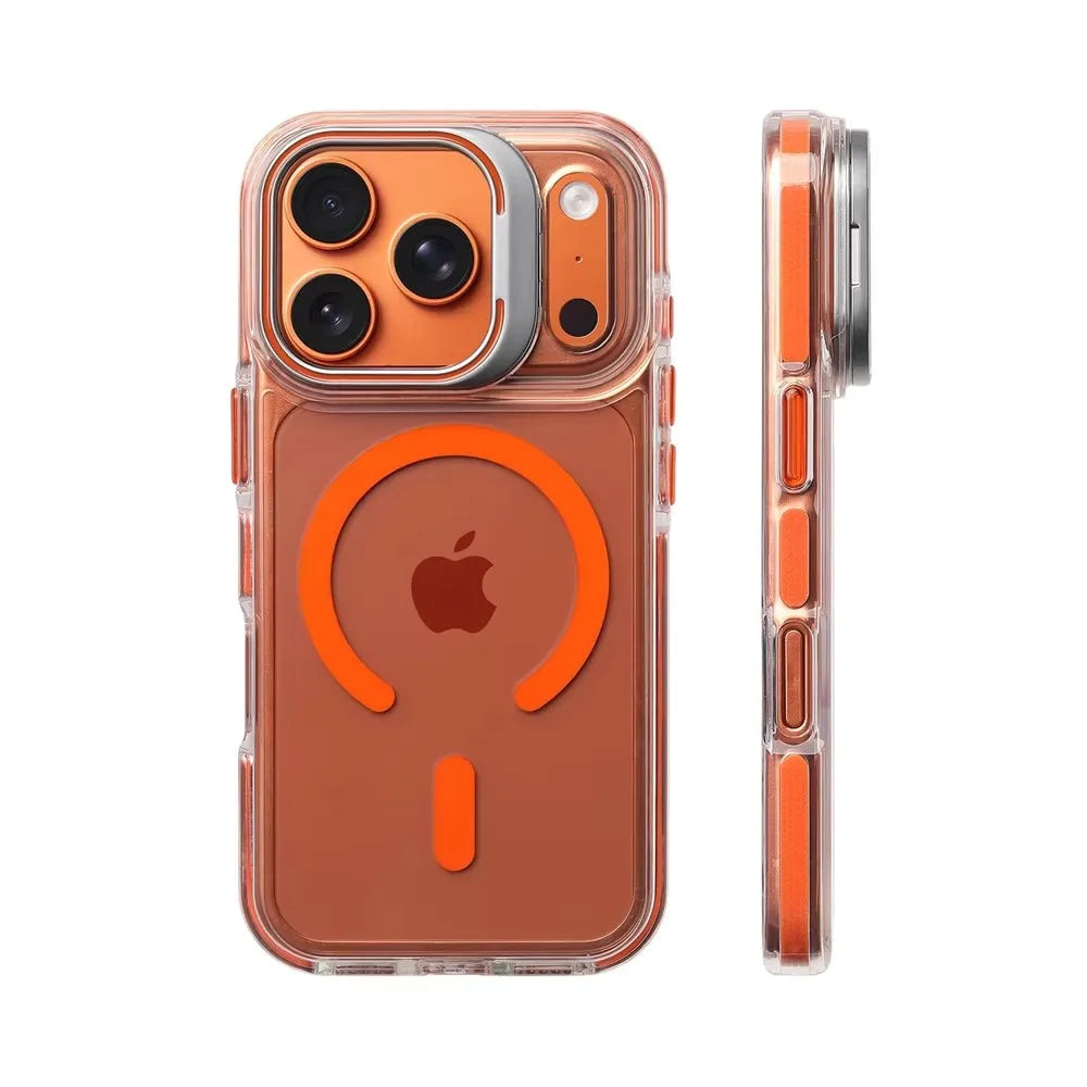 Capa Transparente Magnética com Suporte para iPhone 17 ao 12