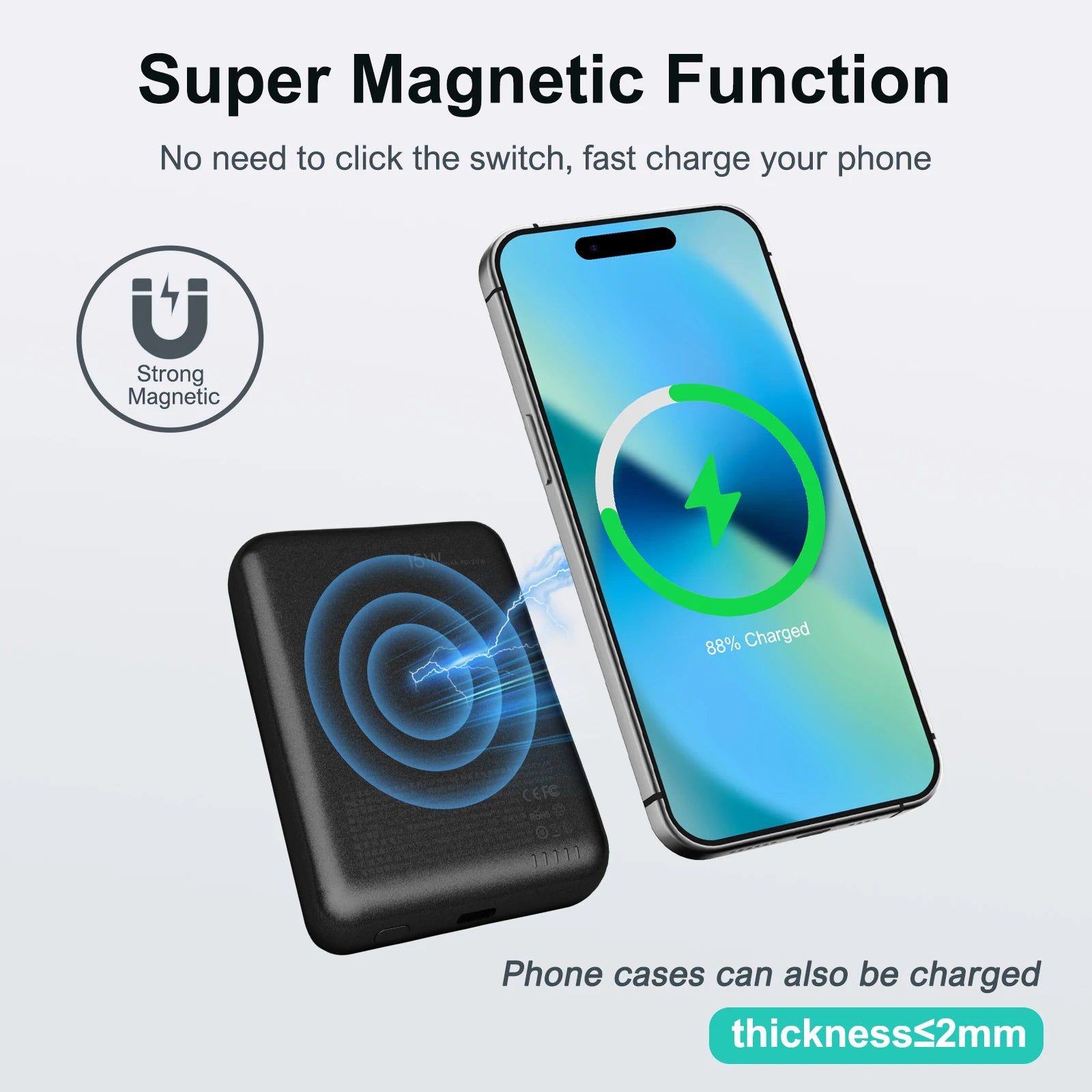 Power Bank Magnético Portátil 5000mAh 20W para iPhone 12-16