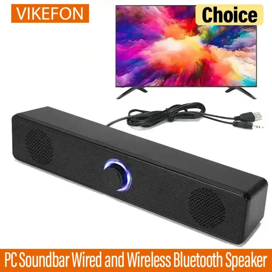 Soundbar Bluetooth e USB — Para TV, PC, Laptop e Gaming com Som Surround