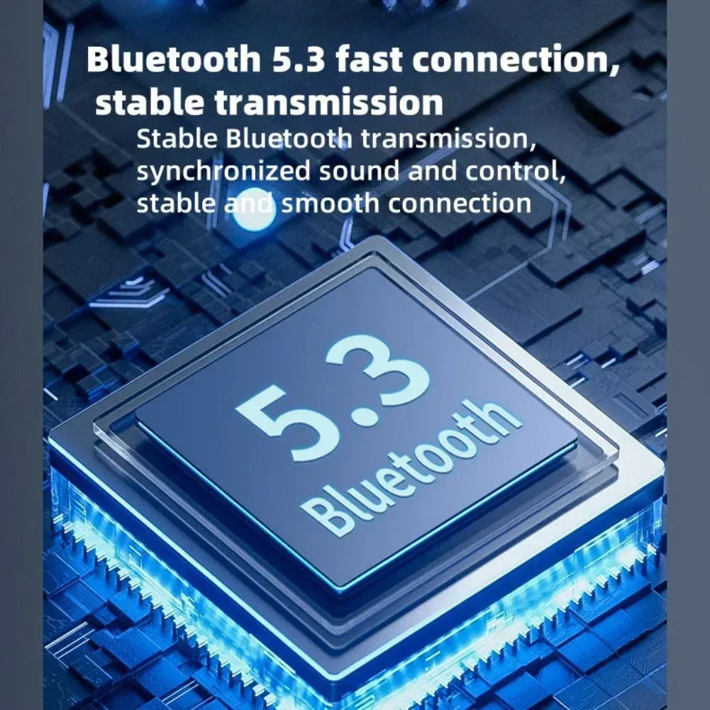 Coluna Bluetooth V5.3 — LED, 1800mAh, Suporte Cartão TF e Som Potente para Exterior