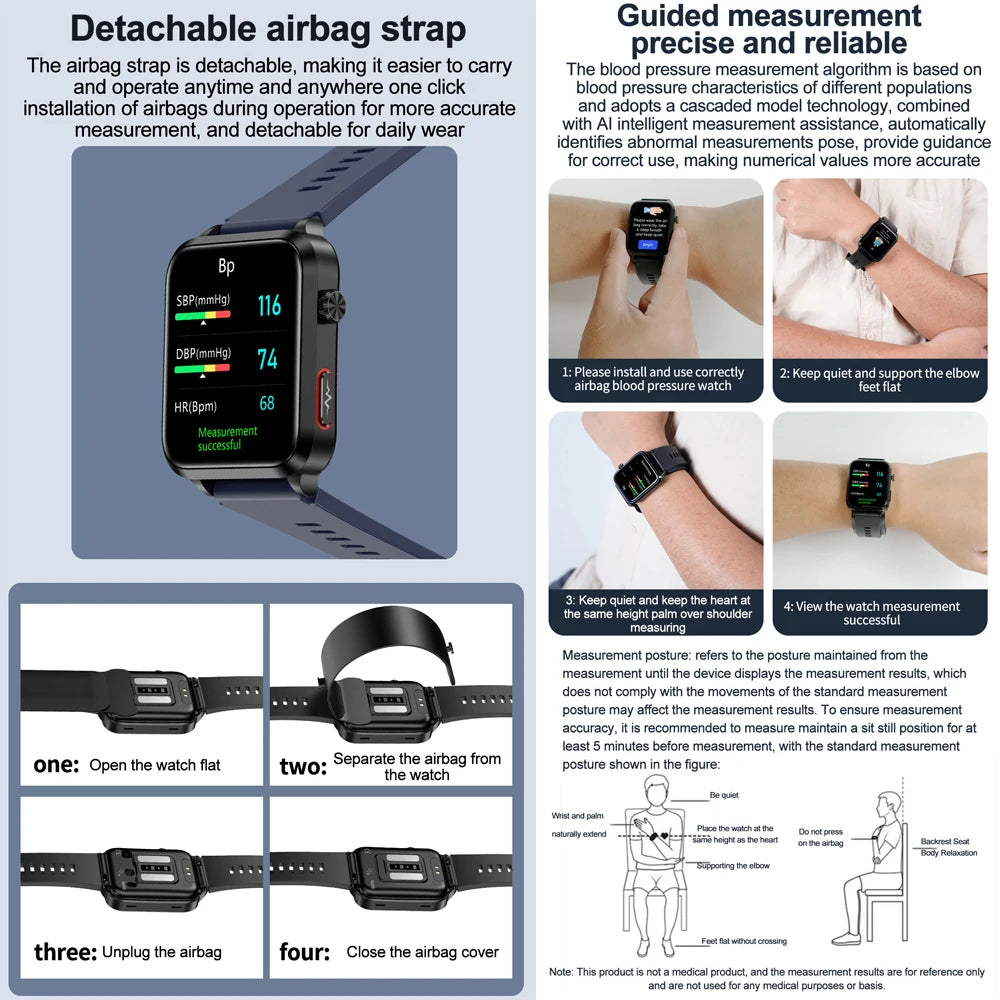 Smartwatch Masculino Quadrado AMOLED — Chamadas Bluetooth, Saúde Completa e Design Premium